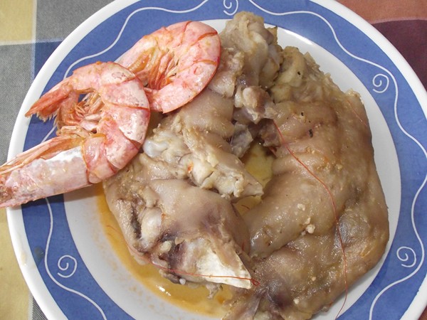 receta finalizada de pies de cerdo con gambas DSCF2896 recetas Pies de Cerdo con Gambas