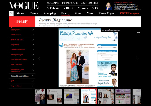 Vogue Italia selecciona a BellezaPura, en su top ten de Blogs de Belleza Vogue Italia selecciona a BellezaPura, en su top ten de Blogs de Belleza