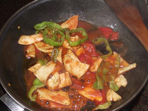 paso dos 1 Salteado de pechuga con pimientos y tomate